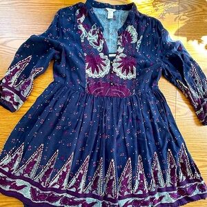 1/$10 or 2/$15 Mini Forever 21 Dress Navy, Maroon &White Long Sleeve, Full Skirt